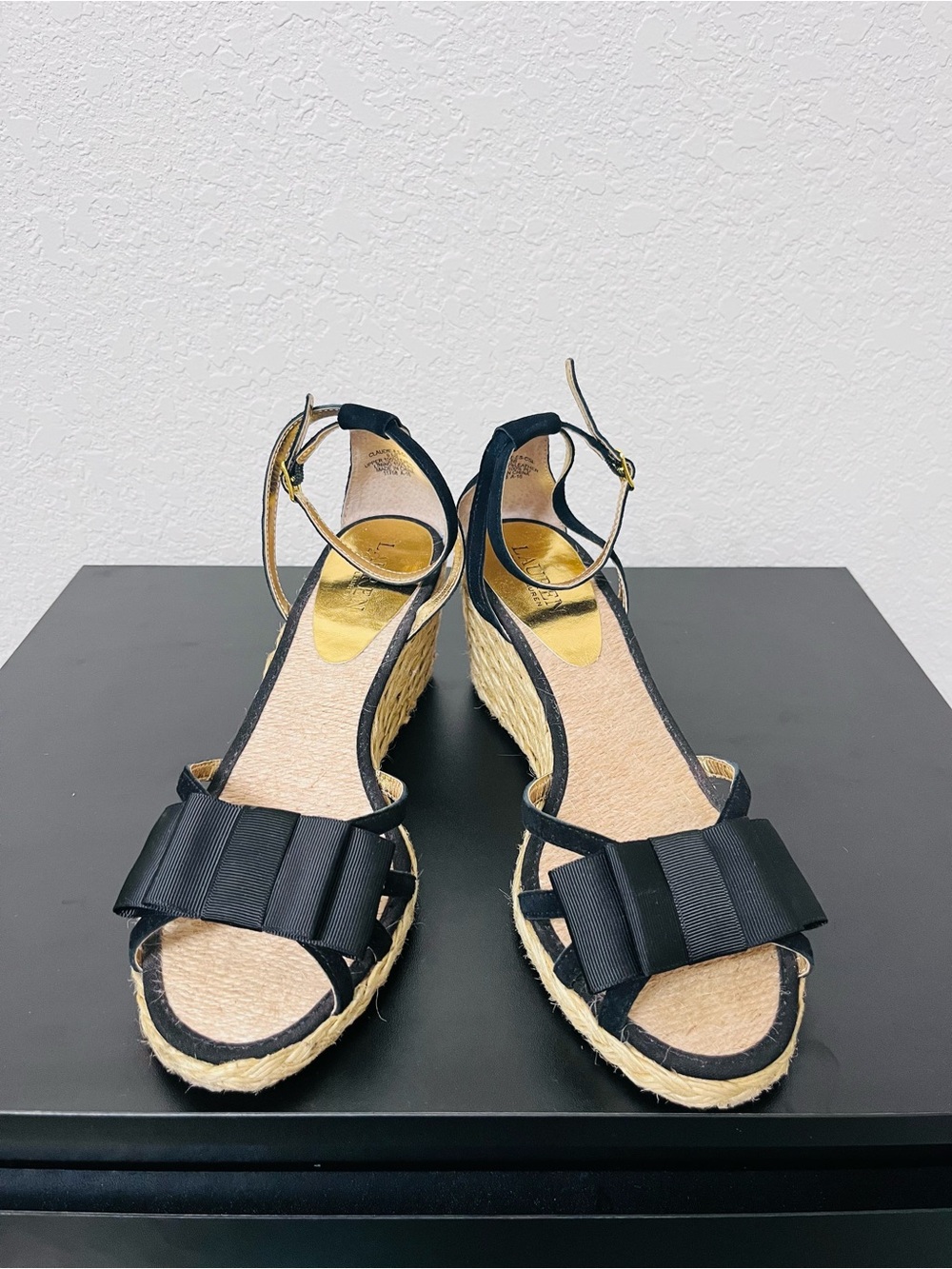 Ralph Lauren  Espadrille Wedge Sandals with Bow Accent , Size 9,5 .